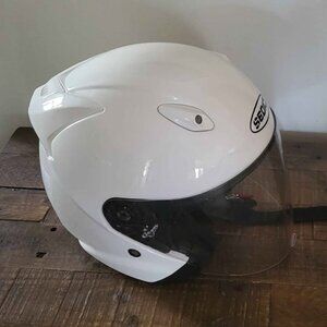 3/4 Sedici Motorcycle Helmet White Adjustable Clear and Tinted Shields with Bag